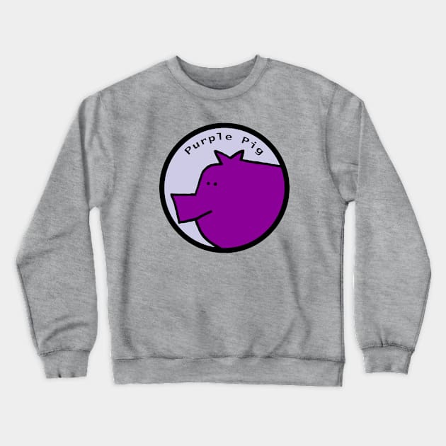 Portrait of Purple Pig in a Circle Crewneck Sweatshirt by ellenhenryart